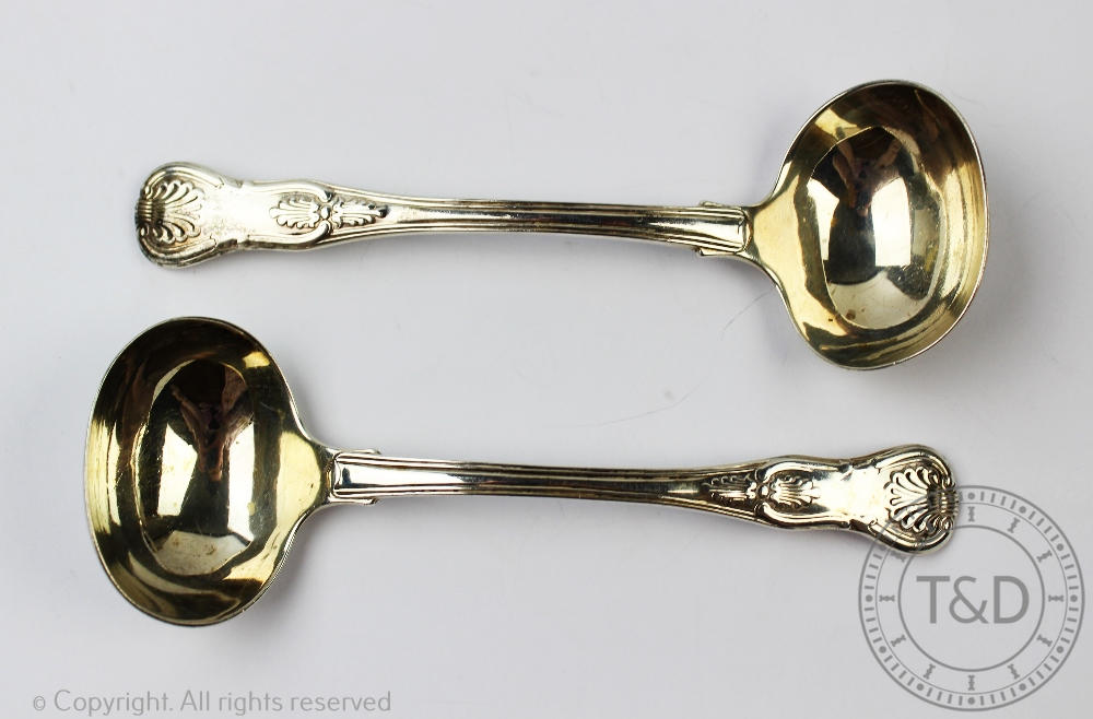 A pair of Irish silver Kings Pattern ladles, Philip Weekes, Dublin 1835, 17cm long, 5.