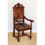 A 19th century French carved walnut hall chair,