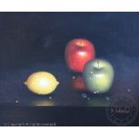 K Mason, Oil on canvas, Still life of fruit, Signed, 49.