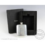 A continental silver hip flask, stamped 'ARW' '92', of plain polished form with screw cap,