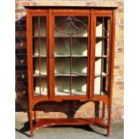 An Edwardian inlaid and carved mahogany display cabinet,