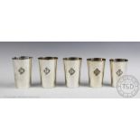 A set of five Victorian Elkington & Co silver plated stirrup cups,