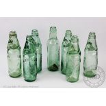 A collection of six pictorial codd bottles, comprising Thacker and Christmas Warwick,
