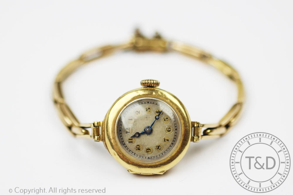 An 18ct yellow gold wristwatch, London 1921, - Image 2 of 2