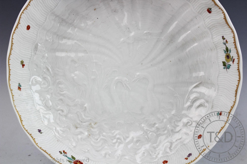 A 20th century Meissen swan service pattern bowl, impressed 5420 115T, painted '397452/2221', - Image 2 of 3