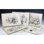 Herbert Samuel "Bert" Thomas (1883-1966), Eight pen and ink cartoons on card,