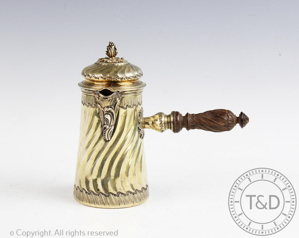 A French silver gilt chocolate pot, Bointaburet, Paris, late 19th century, of conical,