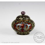 A Japanese cloisonne enamel vase and cover,