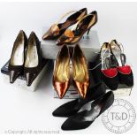 A selection of ladies high heeled evening shoes,