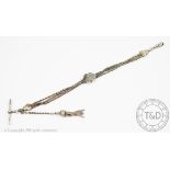 A Victorian silver decorative link albertina chain,