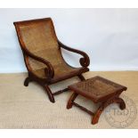 A Regency style hardwood library type chair, late 20th century, with caned seat, 90cm H,