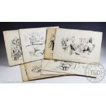 Herbert Samuel "Bert" Thomas (1883-1966), Eight pen and ink cartoons on card,