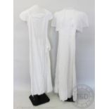 A 20th century floral embroidered white gauze summer dress,