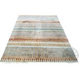 An Art Deco wool carpet, worked with foliate designs in strips,