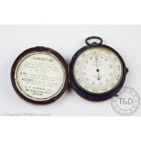 A J H Steward Ltd pocket surveying aneroid barometer, within leather fitted case, dial 5.