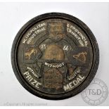 A Metropolitan & Provincial Industrial Exhibition 1866 prize medal cast iron plaque, 32.