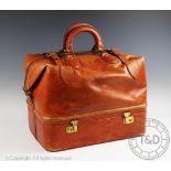 A tan leather Gladstone type bag, with box base, 42cm wide,