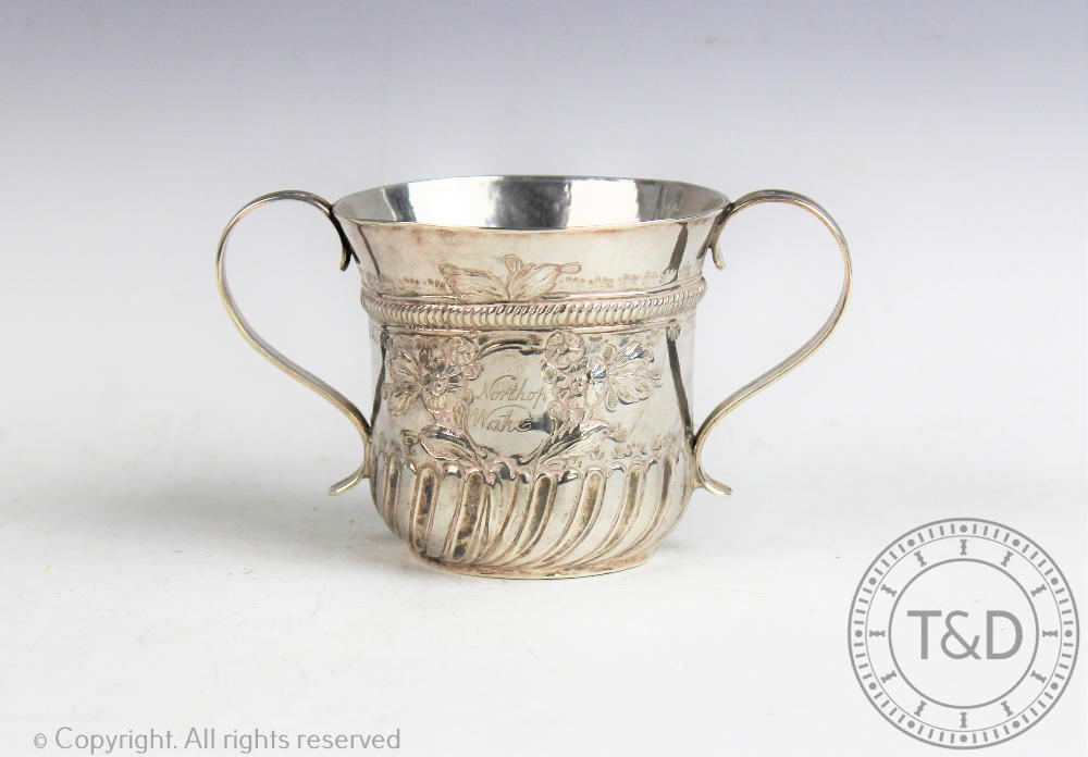 Local interest; an early George III silver porringer, Samuel Whitford I, London 1762,