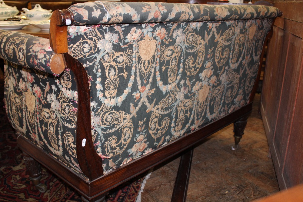An early 19th century carved rosewood scroll end settee / day bed, on carved and turned legs, - Image 8 of 10