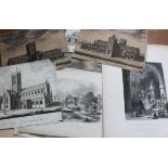 A collection of 18th century and later engravings, prints and book plates, including churches,