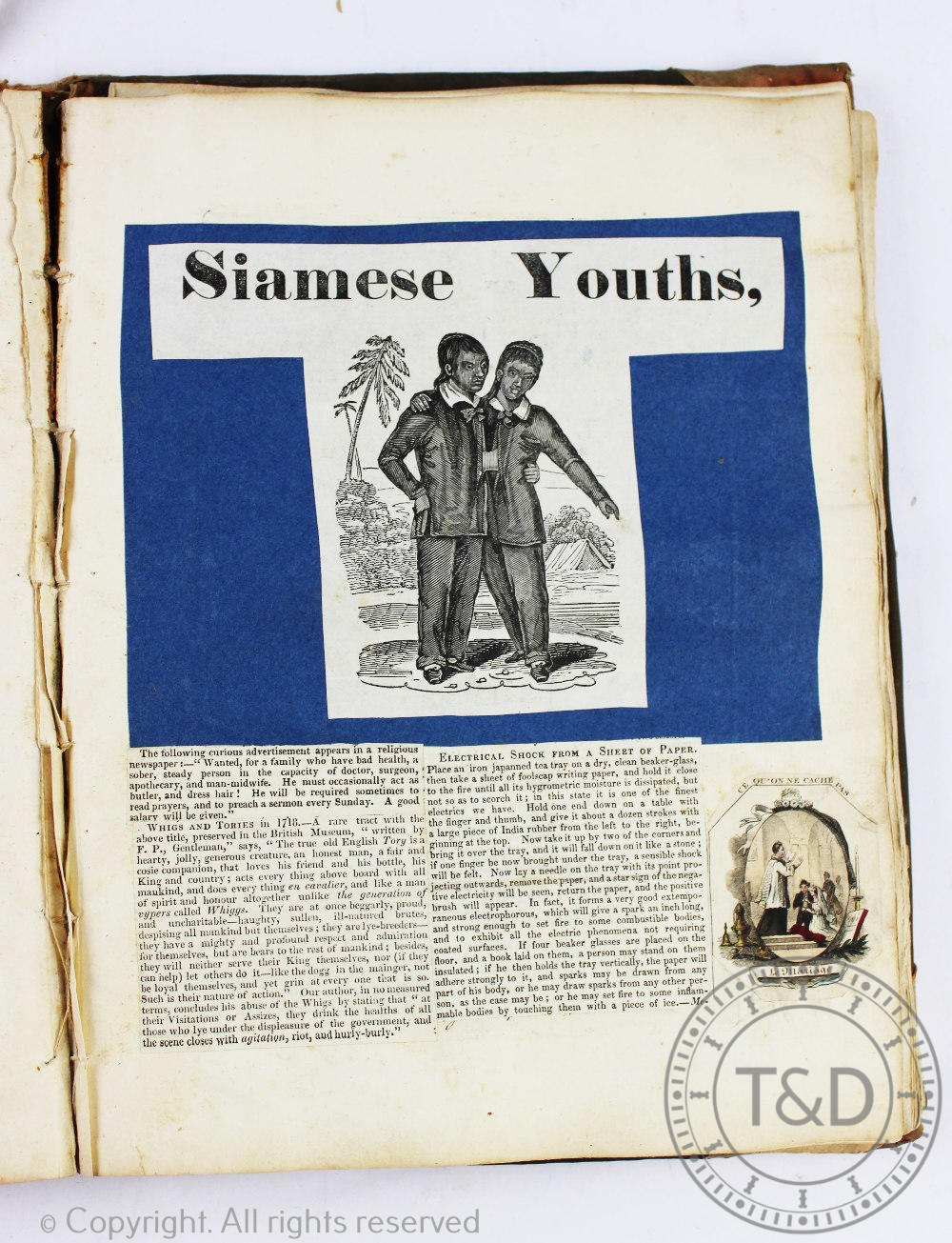 A 19th century scrap album of Shropshire and theatre interest, embellished with newspaper cuttings, - Image 12 of 16