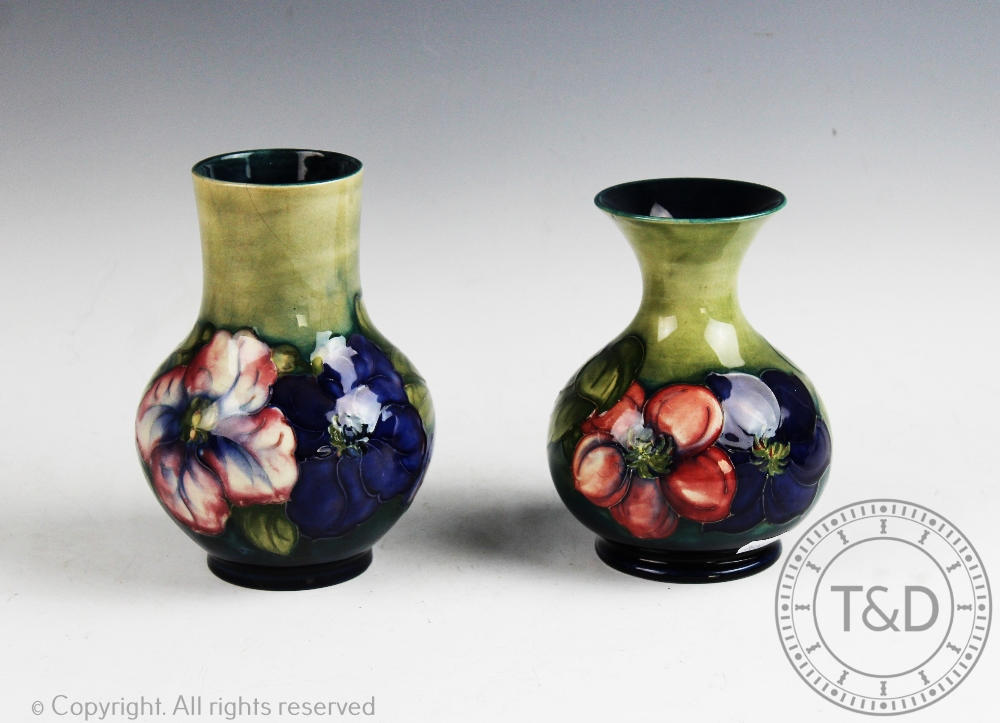 Two Moorcroft vases, decorated in a Clematis pattern,