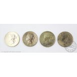 Four Queen Victoria Hong Kong 50 cent coins, 1891, 1893,