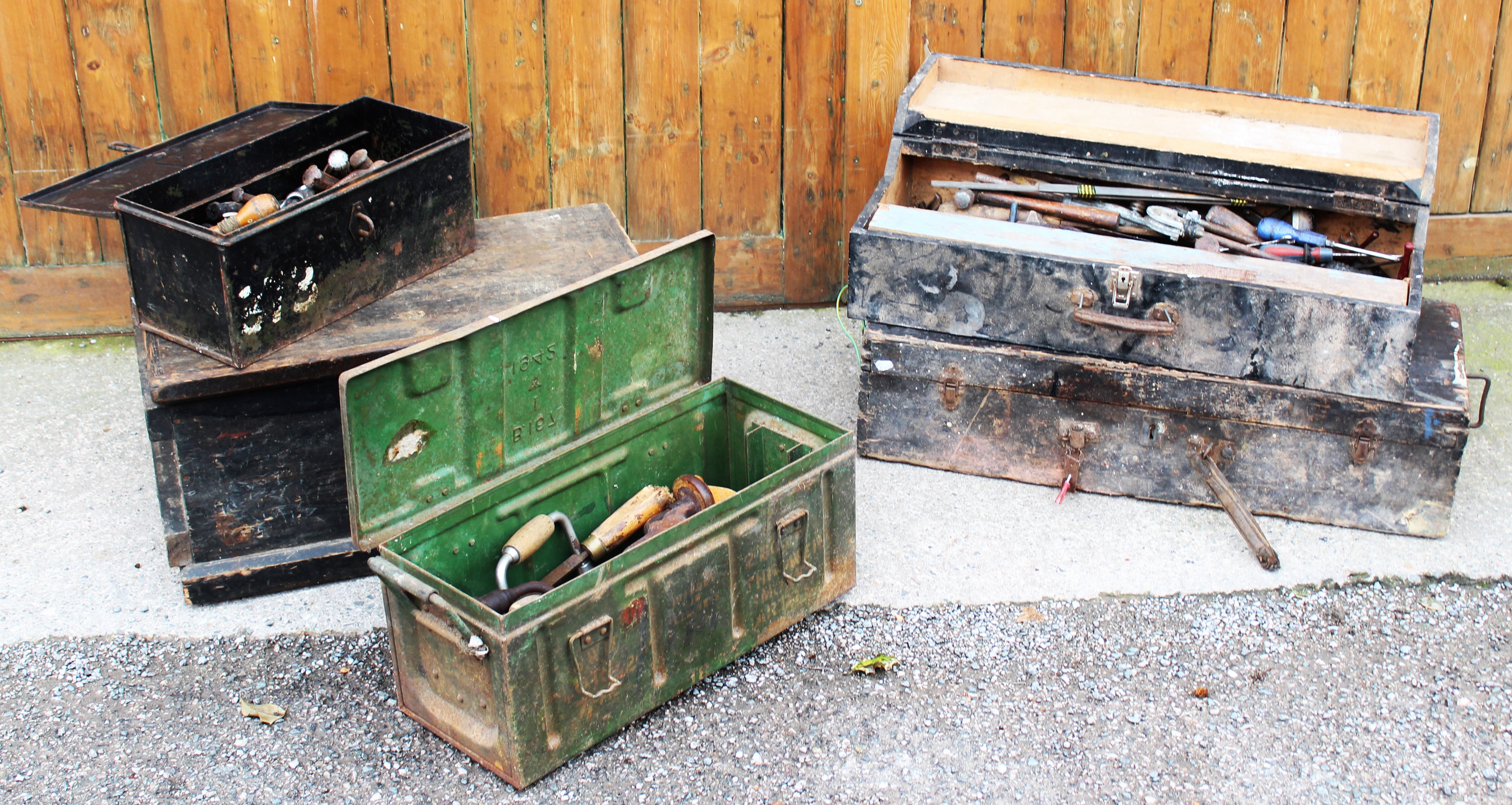 A selection of vintage hand tools,