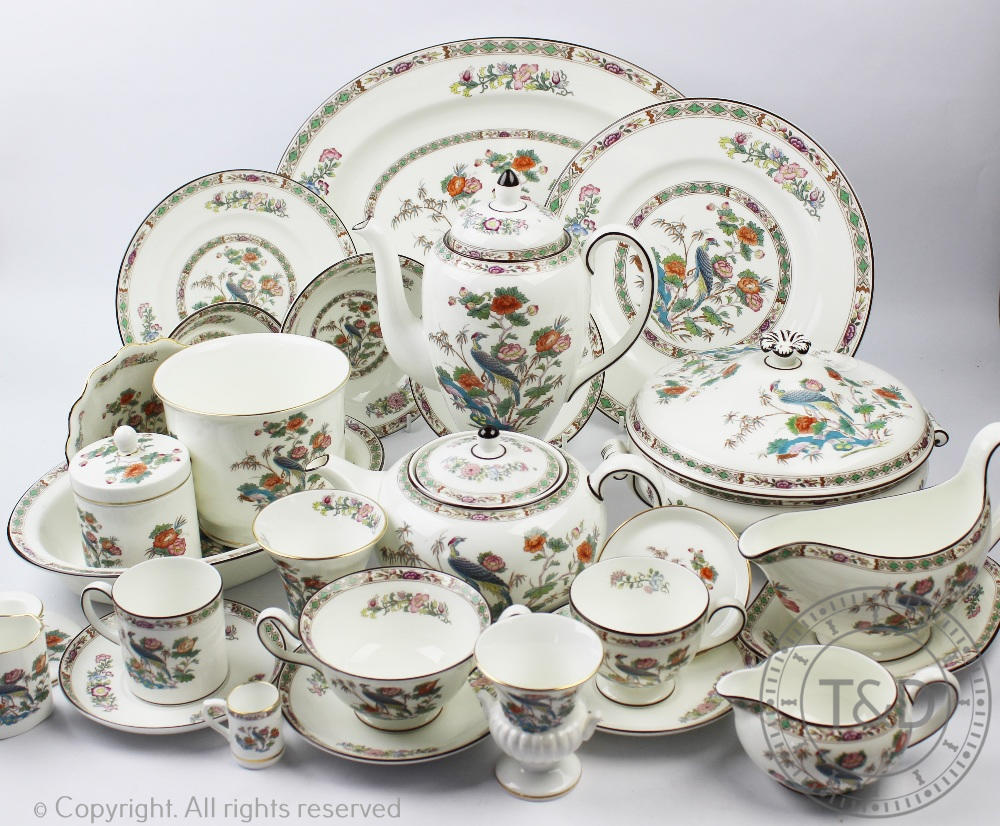 A Wedgwood Kutani Crane dinner, tea and coffee service, to include eight dinner plates,