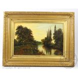 Manner of Frederick Waters Watts, Oil on canvas, Hereford from the River Wye, Signed lower left,