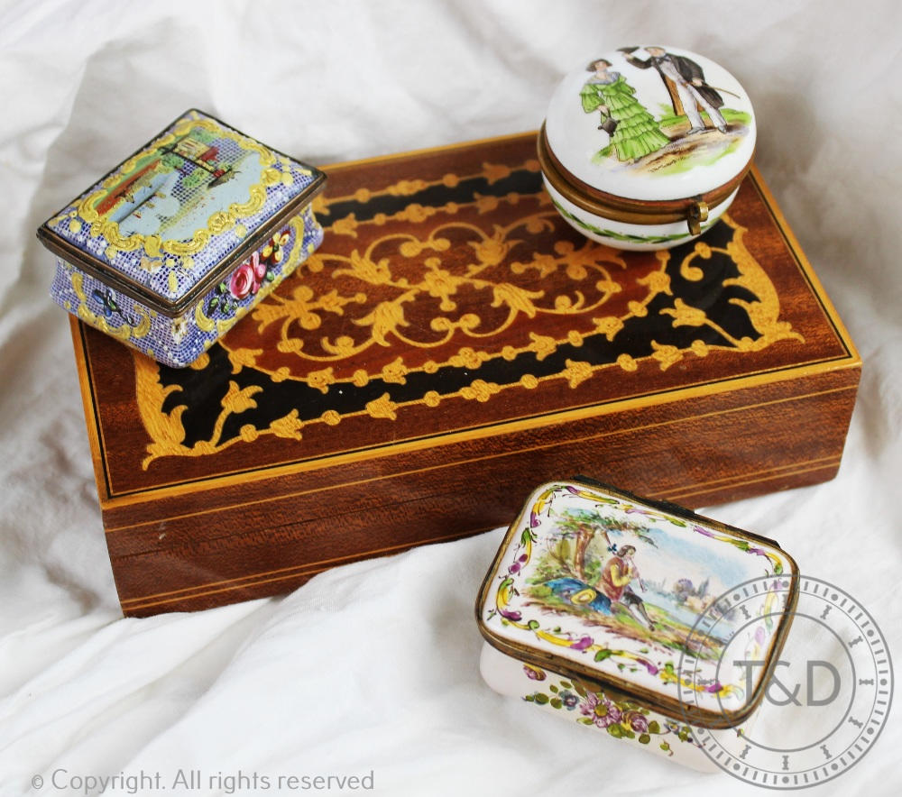 A collection of three patch boxes, to include an enamelled example, - Image 2 of 2