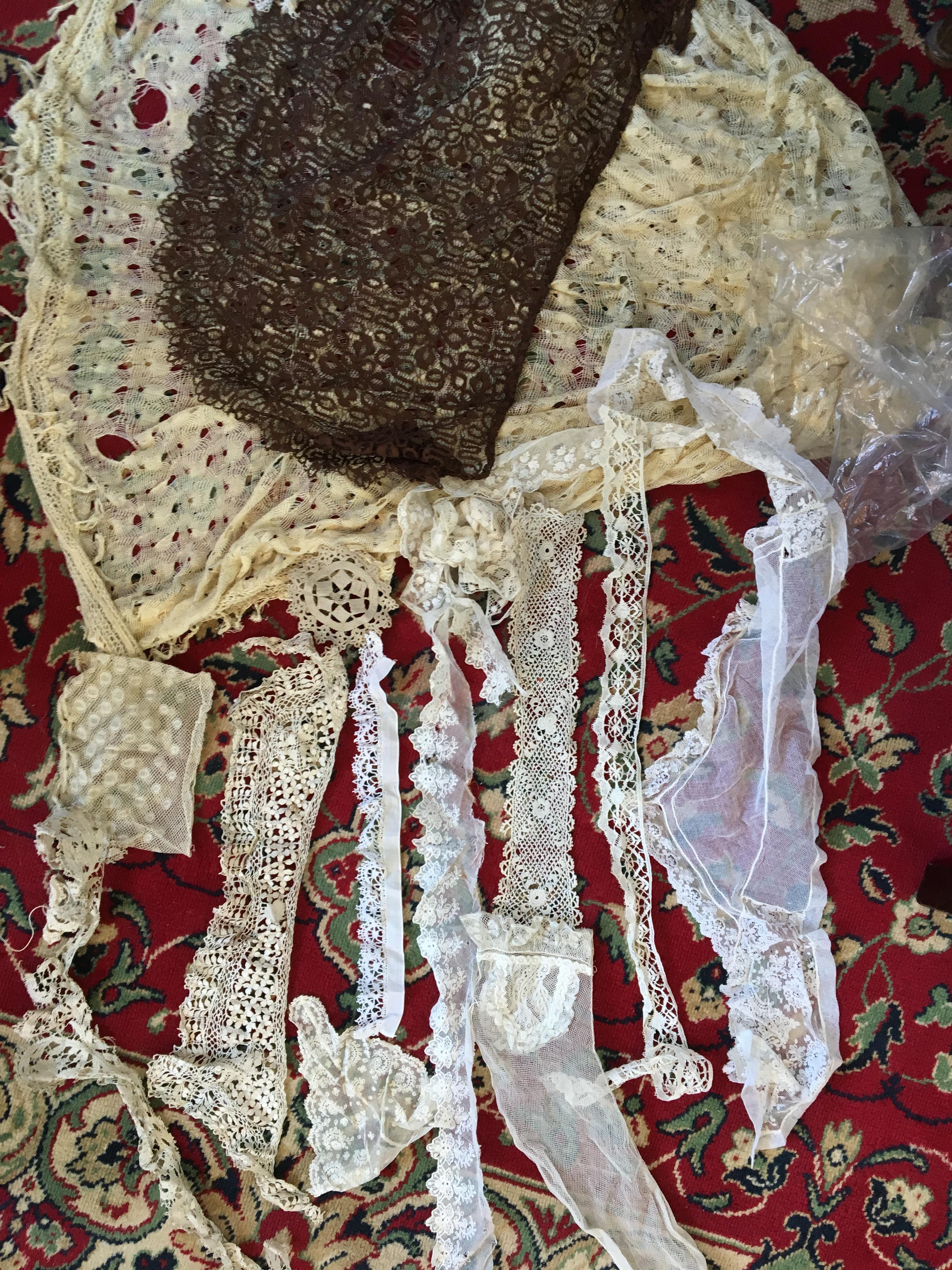 A collection of lace panels, collars and trims of varying patterns and sizes, - Image 3 of 5