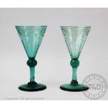 A pair of 19th century wine glasses,