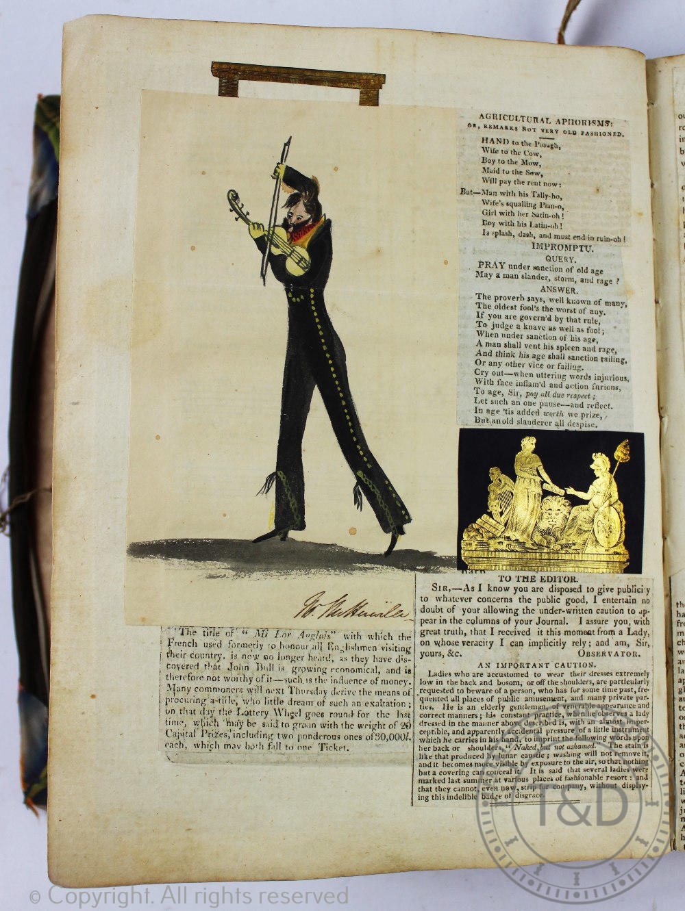 A 19th century scrap album of Shropshire and theatre interest, embellished with newspaper cuttings, - Image 11 of 16