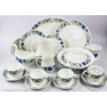 A Wedgwood Clementine pattern part dinner and tea service comprising; four dinner plates,