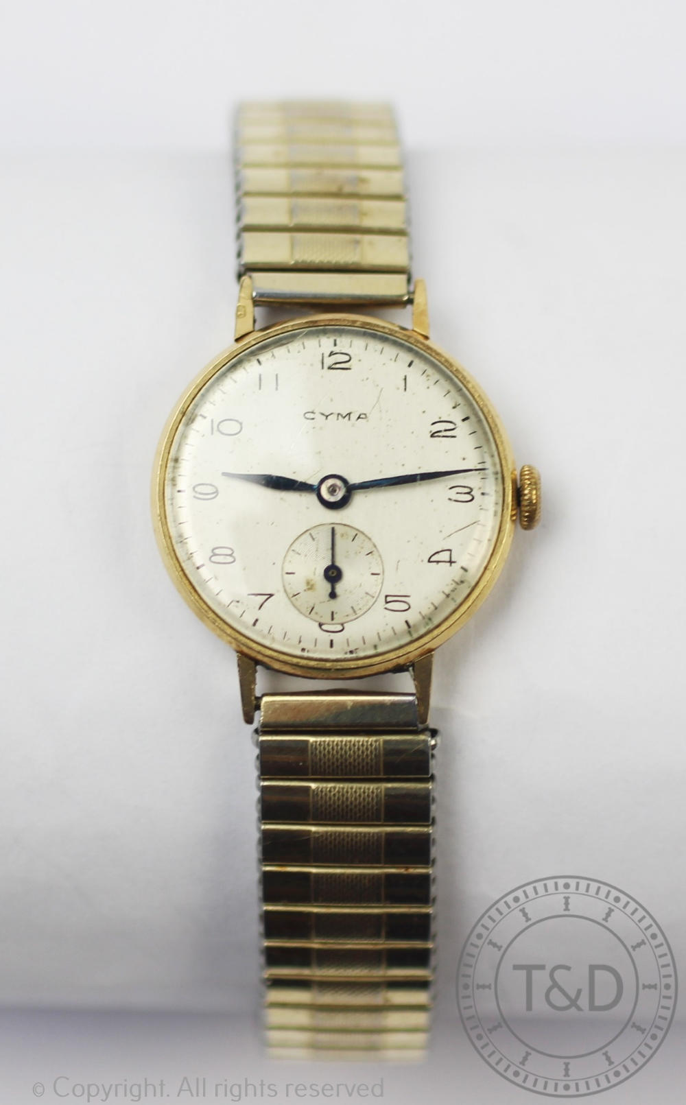 A ladies 18K gold Cyma wristwatch, Arabic dial with subsidiary seconds, - Image 2 of 2