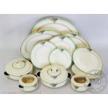 A Royal Doulton Art Deco Tango pattern dinner service, comprising two tureens and covers,