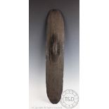 An Australia Aboriginal tribal art carved wood Wunda shield, of oval form,