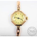 A 9ct gold ladies wristwatch London 1925, 'C&C Ld',