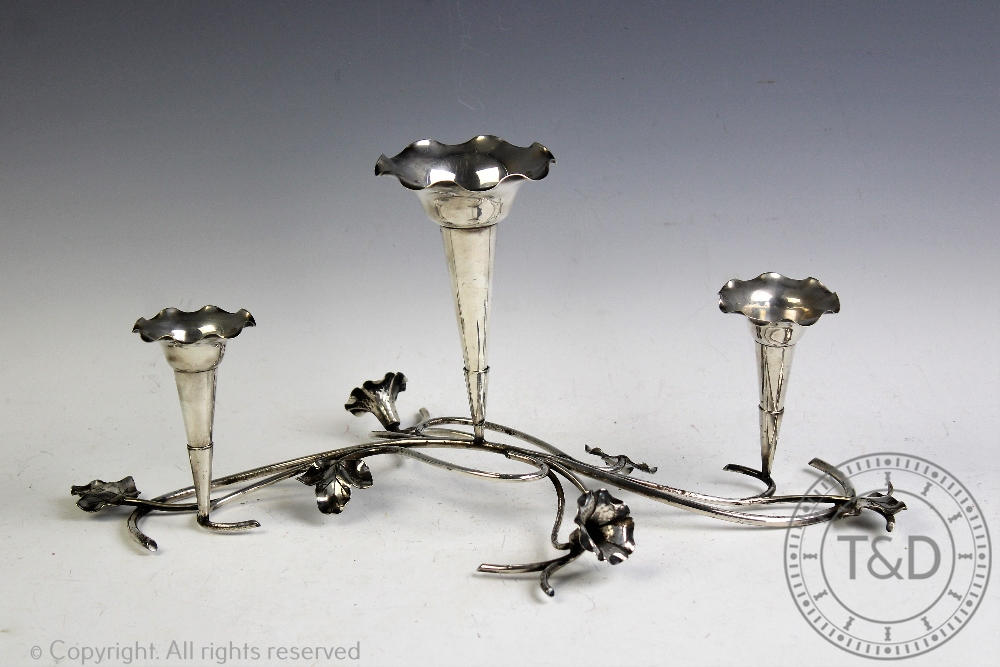 An Art Nouveau Cropp & Farr silver plated epergne,