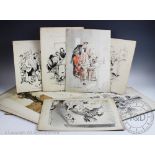 Herbert Samuel "Bert" Thomas (1883-1966), Eight pen and ink cartoons on card,