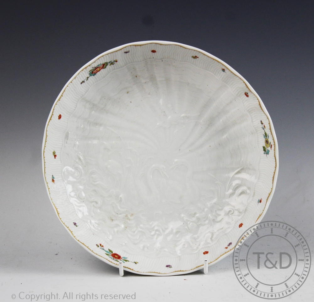 A 20th century Meissen swan service pattern bowl, impressed 5420 115T, painted '397452/2221',