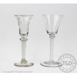 A George III clear twist wine glass, with flared bowl, 16.