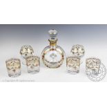 An Atlantis Crystal decanter and stopper, four tumblers and two brandy glasses,