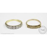 A nine stone diamond half eternity ring set in 18ct white and yellow gold, size P, weight 3.