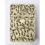 A 19th century Cantonese carved ivory calling card case,