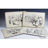 Herbert Samuel "Bert" Thomas (1883-1966), Four pen and ink cartoons on card,