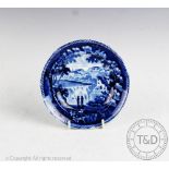 An early 20th century blue and white transfer printed 'Falls of Tiveli' saucer dish,