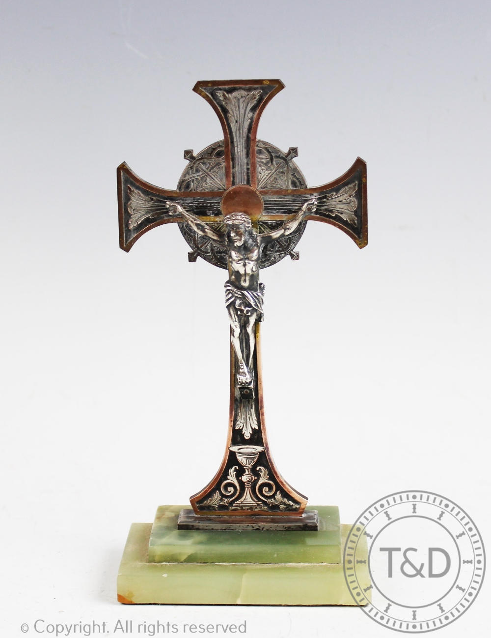 An early 20th century white metal crucifix,