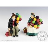 A Royal Doulton 'The Old Balloon Seller', HN1315, 18cm high with 'The Balloon Man', HN1954,